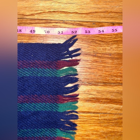 Lambswool holiday scarf blue green red striped winter accessory festive preppy - Picture 5 of 5